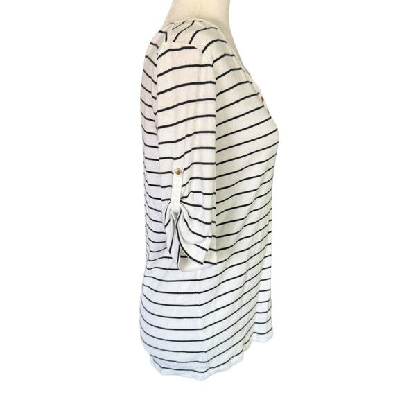 Lauren Ralph Lauren Top Striped Black S/S Large Coastal Preppy Prep Sailorchic - Picture 5 of 11